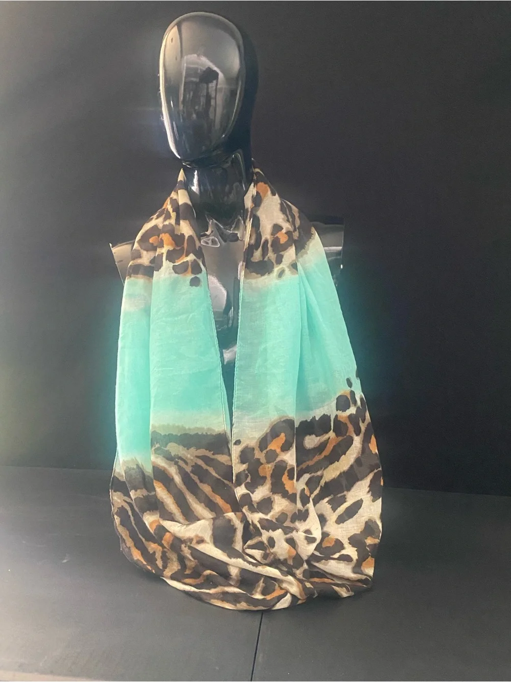 Light Aqua Leopard Print Women's infinity Scarf